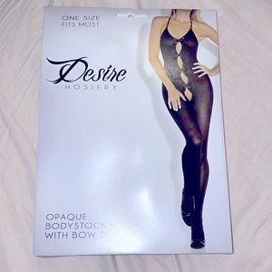 Fantasy Lingerie opaque body stocking with bow details